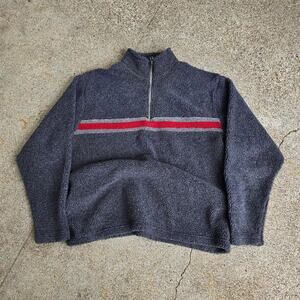 Vtg Y2k OLD NAVY Colorblock Stripe Deep Pile Fleece 1/4 Zip Sweatshirt Med